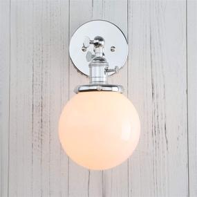 img 2 attached to 🔦 Chrome Permo Vintage Industrial Wall Sconce with Hand Blown Milk White Glass Mini 5.9" Round Globe Shade