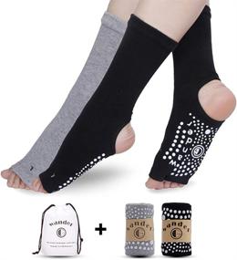 img 3 attached to 🧦 Women's Non Slip Grip Toeless Yoga Socks for Pilates, Barre, Ballet, Dance, Sticky Grippers, Fitness Socks -Size 5.5-11