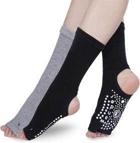 img 4 attached to 🧦 Women's Non Slip Grip Toeless Yoga Socks for Pilates, Barre, Ballet, Dance, Sticky Grippers, Fitness Socks -Size 5.5-11