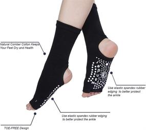 img 1 attached to 🧦 Women's Non Slip Grip Toeless Yoga Socks for Pilates, Barre, Ballet, Dance, Sticky Grippers, Fitness Socks -Size 5.5-11