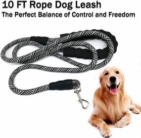 img 1 attached to 🐾 10 FT Heavy-Duty Rope Dog Leash with Comfortable Soft Padded Handle, Slip-Proof Long Dog Leash, Highly Reflective Nylon Leash for Large, Medium, Small Dogs