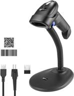 netumscan wireless 1d 2d barcode scanner with stand: portable automatic qr code scanner for warehouse pos and computer logo