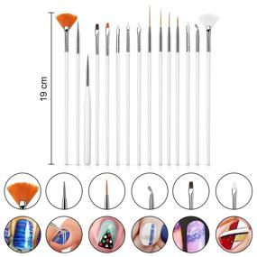 img 3 attached to Premium 15pcs Nail Art Painting Brush Set for DIY Nail Art Decoration: Acrylic Nail Design, UV Gel Polishing, and Drawing Brushes in White