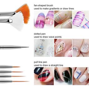 img 2 attached to Premium 15pcs Nail Art Painting Brush Set for DIY Nail Art Decoration: Acrylic Nail Design, UV Gel Polishing, and Drawing Brushes in White