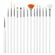 premium 15pcs nail art painting brush set for diy nail art decoration: acrylic nail design, uv gel polishing, and drawing brushes in white logo