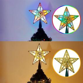 img 2 attached to 🎄 Twinkle Star Christmas Tree Lights with Star Topper - Multiple Lighting Modes, Warm White & Multicolor Curtain Fairy Tree Lights with Remote Control - Indoor/Outdoor Light Show for Xmas Tree Decoration
