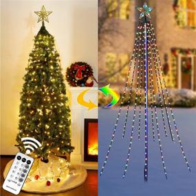 img 4 attached to 🎄 Twinkle Star Christmas Tree Lights with Star Topper - Multiple Lighting Modes, Warm White & Multicolor Curtain Fairy Tree Lights with Remote Control - Indoor/Outdoor Light Show for Xmas Tree Decoration