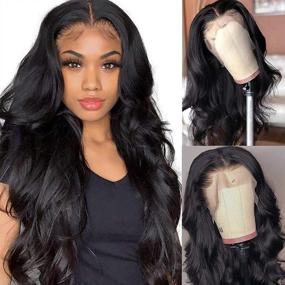 img 2 attached to 👩 Парики Beaufox Body Wave Lace Front 13×4×1 T Part с детскими волосами - предварительно выщипанный парик из человеческих волос для черных женщин, 100% необработанных бразильских волос