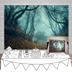 img 4 attached to Laeacco 10x7ft Twilight Forest Halloween Backdrop: Ghastly Wood & Fallen Leaves Photography Props