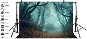 img 1 attached to Laeacco 10x7ft Twilight Forest Halloween Backdrop: Ghastly Wood & Fallen Leaves Photography Props