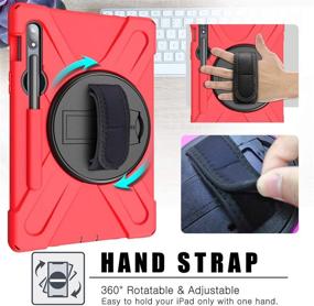 img 1 attached to Red Galaxy Tab S7 Case 11 Inch 2020 with S Pen Holder - TSQ Rugged Shockproof Protective Cover | Rotating Kickstand, Hand Shoulder Strap | for Samsung Galaxy Tab S7 SM-T870/T875