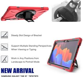 img 2 attached to Red Galaxy Tab S7 Case 11 Inch 2020 with S Pen Holder - TSQ Rugged Shockproof Protective Cover | Rotating Kickstand, Hand Shoulder Strap | for Samsung Galaxy Tab S7 SM-T870/T875