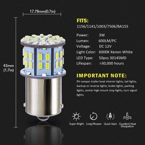 img 1 attached to 20 PCS AUXLIGHT LED 1156 1141 1003 7506 BA15S RV Interior Light Bulbs, Super Bright 50SMD Replacement for 12 Volt RV Camper Trailer Boat Trunk Interior Lights (6000K Xenon White) - Improved SEO-friendly Product Name