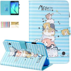 img 4 attached to 🐱 Dteck Cat Rescue Leather Folio Flip Stand Case for Samsung Galaxy Tab E 8.0 SM-T377/T375 – Slim Card Slot Magnetic Wallet Cover