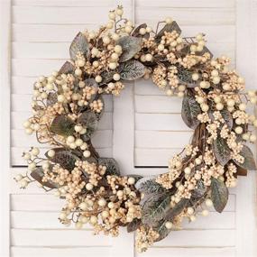 img 1 attached to 🌿 Elevate Your Outdoor Aesthetics with Our Idyllic 18" Artificial Eucalyptus Leaf Wreath: Perfect White Berries & Greenery for Front Door Decor and Outdoor Wall Decoration