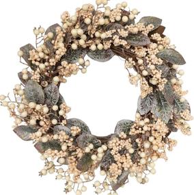 img 4 attached to 🌿 Elevate Your Outdoor Aesthetics with Our Idyllic 18" Artificial Eucalyptus Leaf Wreath: Perfect White Berries & Greenery for Front Door Decor and Outdoor Wall Decoration