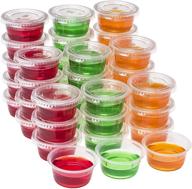 durahome plastic portion cups with lids - 2 oz. (pack of 150) leakproof jello shot cups, mini containers for salad dressing, sauce, condiment, snack, souffle, and salsa - disposable logo