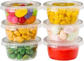 img 2 attached to DuraHome Plastic Portion Cups with Lids - 2 oz. (Pack of 150) Leakproof Jello Shot Cups, Mini Containers for Salad Dressing, Sauce, Condiment, Snack, Souffle, and Salsa - Disposable