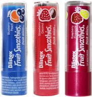 🍓 blistex fruit smoothies fresh mixes lip moisturizer balm - 3-piece set: blueberry peach, strawberry coconut, raspberry pineapple - 0.13 oz each logo