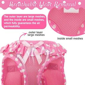 img 1 attached to 🐾 Adjustable Small Dog and Cat Harness Set - Comfortable Mesh Vest with No Pull Design, Adorned with Cute Polka Dot Pattern and Bowknot