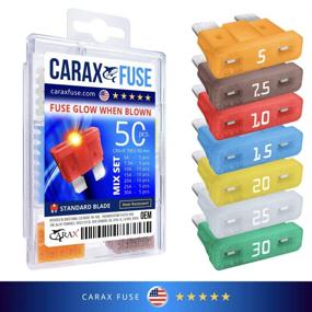 img 1 attached to CARAX Glow Fuse – Premium Assortment Kit of 50 pcs. Standard/Regular Blade ATC/ATO/ATS Fuses – LED Automotive Fuse that Glows When Blown – Smart Auto Glow Fuse for Easy Identification – Mix of 50 pcs.