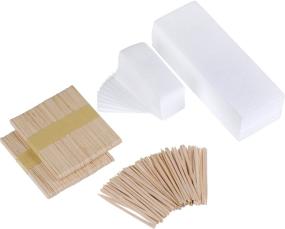 img 4 attached to Waxing Strip Hair Removal Kit - 200 Non-Woven Wax Strips and 200 Wax Applicator Sticks