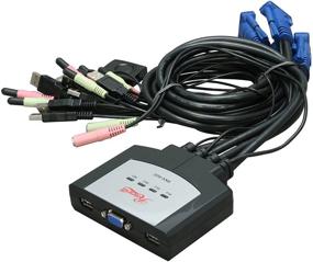 img 4 attached to 🖥️ USB KVM Switch with Audio: 4 Port, Speaker & Mic, 35 Inch Cable, Remote Control. VGA Monitor & USB Keyboard/Mouse Support for 4 PC/Laptop with Audio Enabled