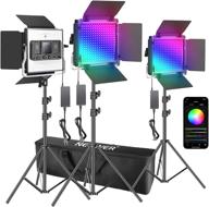 🎥 neewer 3 packs 530 rgb led light kit: app control, photography video lighting, stands, bag - 528 smd leds cri95/3200k-5600k/brightness 0-100%/0-360 adjustable colors/9 scenes logo