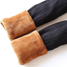 img 1 attached to 👧 LUOUSE Girls Velvet Leggings with Fleece Lining for Little Kids - Skinny, Warm, Thick, Cable Knit Pants