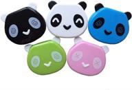 🐼 cute panda contact lens travel case kit with mirror, bottle, and tweezers holder logo