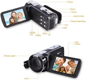 img 2 attached to 📷 CamKing Video Camera Camcorder: 24MP HD 1080P, 18X Beauty Function, LCD Screen, 270 Degree Rotation, Travel/Party Digital Camera Bag Included