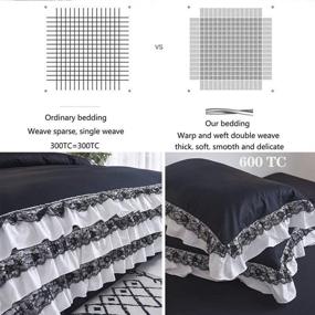 img 1 attached to 🖤 FADFAY Ruffle Comforter Cover Set - Black Bedding 100% Cotton Princess Girls Bedding Designer Pocket Fitted Sheet Set - 4 Piece Zipper Lace Ruffle Duvet Cover Set for King Bed - Black