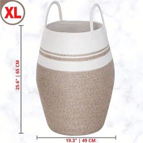 img 3 attached to MINTWOOD Design Extra Large Decorative Woven Cotton Rope Basket - Brown, 25.6 Inches High - Perfect for Laundry, Living Room, Toys, Throws, and More!