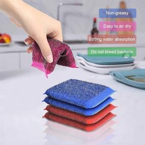 img 1 attached to NiceGo Multi-Use Heavy Duty Dish Wash Sponge Pack for Dishwashing and Kitchen Cleaning - Hard Surface Tools (12-Pack, Red+Pink+Blue+Green)