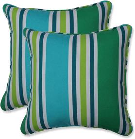 img 4 attached to 🌴 Pillow Perfect Outdoor/Indoor Aruba Stripe Throw Pillows, 16.5-inch x 16.5-inch, Turquoise/Green, Pack of 2