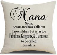 grandma gifts nana and mom home decor throw pillow covers 18 x 18 inches - cotton linen logo