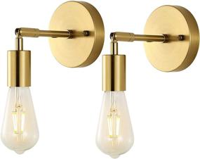 img 4 attached to 🚽 BAODEN Set of 2 Vintage Industrial Wall Lamp Bathroom Wall Sconce 1 Light Brushed Brass Pole Wall Mount Lighting Fixture (Gold Color)