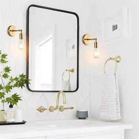 img 3 attached to 🚽 BAODEN Set of 2 Vintage Industrial Wall Lamp Bathroom Wall Sconce 1 Light Brushed Brass Pole Wall Mount Lighting Fixture (Gold Color)