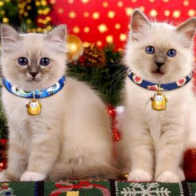 img 1 attached to 🐱 Japanese Chirimen Kitten Collar Set - 6 Pieces, Kimono Cat Collar, Adjustable with Bell and Fortune, for Christmas, Halloween, and New Year's Festivities, Ideal for Kittens, Puppies, and Pets