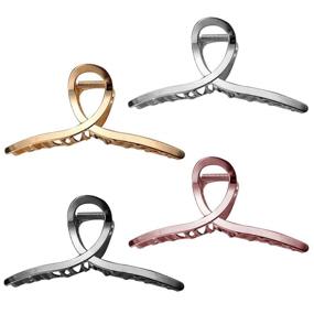 img 3 attached to 💇 Aaiffey 4PCS Large Metal Hair Claw Clips - Stylish Hair Catch Barrettes for Thick Hair - Jaw Clamp Half Bun Hairpins for Women Girls