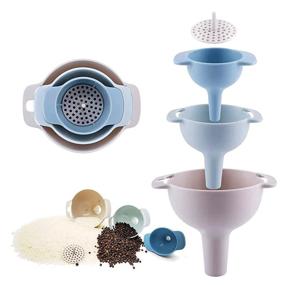 img 4 attached to 🔵 Durable Kitchen Funnels Set of 3 - Blue, Ideal for Filling Bottles, Solid Food, and Liquid with Ease