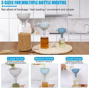 img 1 attached to 🔵 Durable Kitchen Funnels Set of 3 - Blue, Ideal for Filling Bottles, Solid Food, and Liquid with Ease