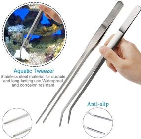 img 1 attached to 🐠 Aquarium Tools, Aquatic Plants Stainless Steel 4-in-1 Tool Set for Fish Tanks & Aquascaping - Tweezers, Scissors, Spatula, Cleaning Tool