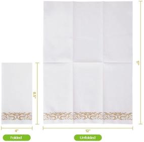 img 3 attached to 200 Pack Disposable Guest Towels: Soft, Absorbent Linen-Feel 🧻 Paper Hand Towels for Events, Parties, Weddings - White and Gold