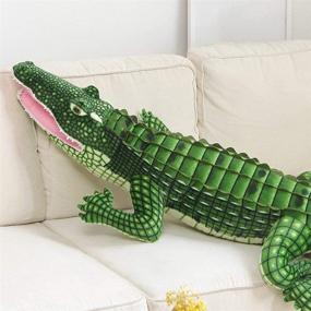 img 3 attached to 🐊 39-дюймовый большой реалистичный плюшевый игрушечный крокодил - мягкая плюшевая фигура для детей девочек и мальчиков - детская подушка-поддержка LERORO