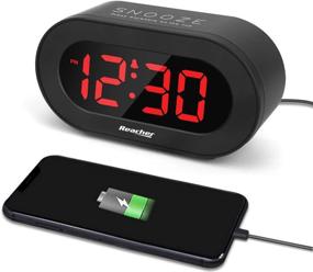 img 4 attached to ⏰ REACHER Easy Snooze and Time Setting Digital Alarm Clock with USB Charging Station, Phone Charger and Battery Backup for Android Phone iPhone Tablet iPad (Black)