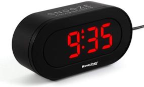 img 3 attached to ⏰ REACHER Easy Snooze and Time Setting Digital Alarm Clock with USB Charging Station, Phone Charger and Battery Backup for Android Phone iPhone Tablet iPad (Black)