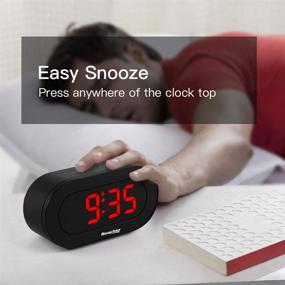 img 1 attached to ⏰ REACHER Easy Snooze and Time Setting Digital Alarm Clock with USB Charging Station, Phone Charger and Battery Backup for Android Phone iPhone Tablet iPad (Black)