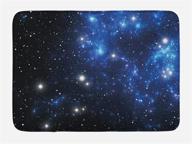 🛀 ambesonne constellation bath mat: outer space galaxy nebula theme, plush bathroom decor with non slip backing - blue black (29.5" x 17.5") logo