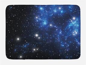 img 2 attached to 🛀 Ambesonne Constellation Bath Mat: Outer Space Galaxy Nebula Theme, Plush Bathroom Decor with Non Slip Backing - Blue Black (29.5" x 17.5")